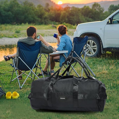 80L Rolling Duffle Bag with Wheels - Heavy-Duty 33.5" Foldable Duffel, Water-Resistant Wheeled Luggage with Shoulder Straps for Camping, Gym, Airplane (Black)