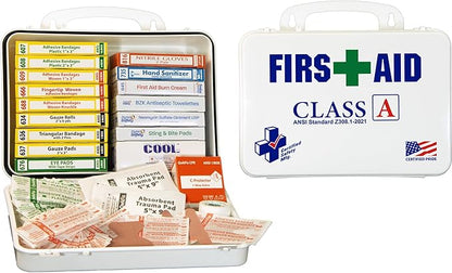 Certified Safety Mfg Class A 21 Plus - 138pc USA-Made ANSI & OSHA Compliant First Aid Kit - Emergency Medical Supplies for Minor Injuries - First Aid Kits for Businesses, Homes, & More