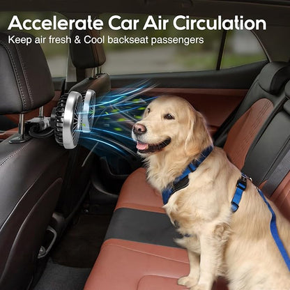 Dealswin Car Fan for Backseat Kids, 2025 Upgraded Dual-Head Car Seat Fans with LED Lights, 3-Speed and 360° Rotatable USB Powered for SUV, RV, Truck, Vehicles