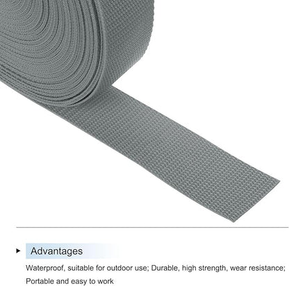 MECCANIXITY Lightweight Polypropylene Webbing Strap 1 1/2" 25 Yard Backpack Strapping Band Grey for Outdoor Luggage Cargo Straps