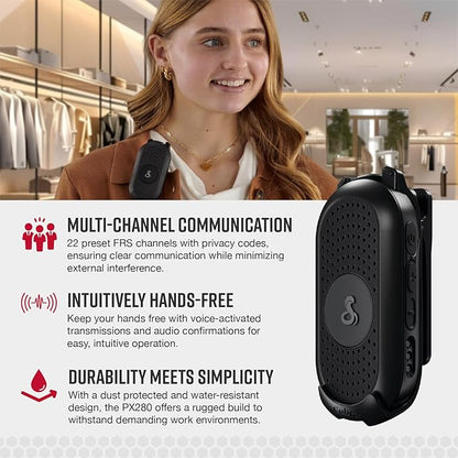Cobra Business Radio Bundle – 8 Professional Walkie Talkies (2 PX280, 6 PX650) + 2 Headsets - Compact Long-Range Two-Way Radios, Dock Chargers, IP54 Durable, Rechargeable