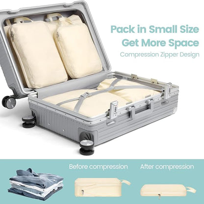 Cambond Compression Packing Cubes for Travel Women - Expandable Travel Bags Luggage Organizers Travel Essentials Compression Cubes for Travel Carry on Suitcases Organizer