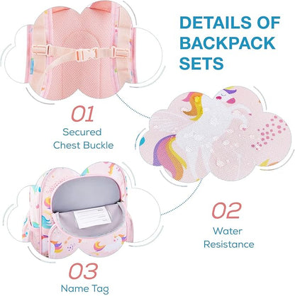 mommore Kids Backpack for Boys Girls Preschool Kindergarten Backpacks Lightweight Elementary School Bookbag with Lunch Box