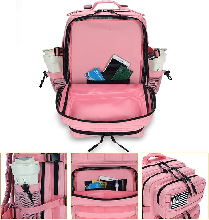 25L Tactical Backpack for Men and Women Military Backpack Small Assault Pack Molle Backpack Bug Out Bag Travel Rucksack Daypack (Pink)