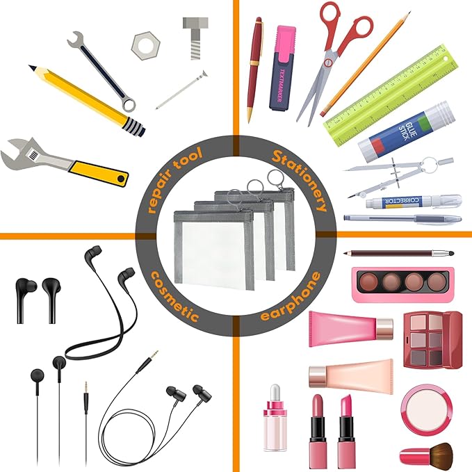 Jexine 30 Pieces Mini Zipper Mesh Bags Nylon Small Zipper Pouch Mini Pouch Portable Beauty Purse Mesh Coin Purse for Travel Home Keychain Holder Makeup Cosmetic Storage(4 x 3 Inches,Gray)