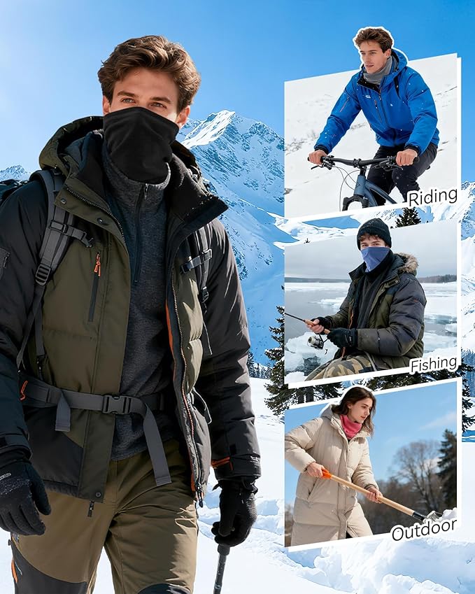 4 Pack Winter Neck Warmer, Neck Gaiter Ski for Men & Women, Soft Fleece Face Cover Mask Scarf for Cold Weather