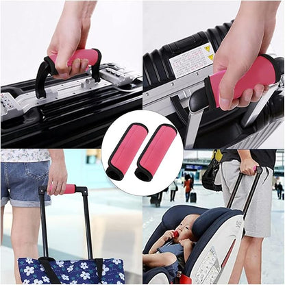 Luggage Handle Wraps, Soft Travel Bag Handle Cover, Padded Handle Grip, Suitcase Tags Identifiers for Travel Accessories, Pink, 2pcs