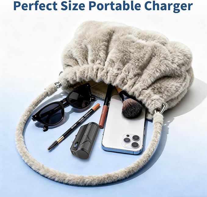 Portable Charger 5000mAh Dual USB C and iOS-Type Connector, Ultra-Compact 20W PD Fast Charging Power Bank for Phone 17/16/15/14/13 Plus,Pro Max, Pad, Samsung Galaxy S25 S24 S23 Android (Black)