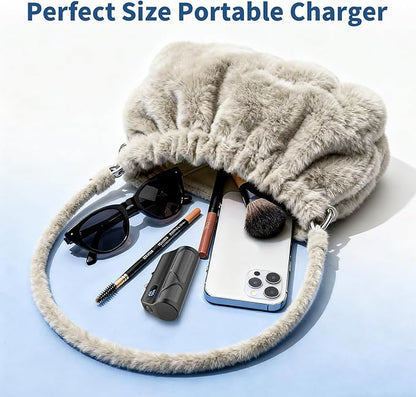 Portable Charger 5000mAh Dual USB C and iOS-Type Connector, Ultra-Compact 20W PD Fast Charging Power Bank for Phone 17/16/15/14/13 Plus,Pro Max, Pad, Samsung Galaxy S25 S24 S23 Android (Black)