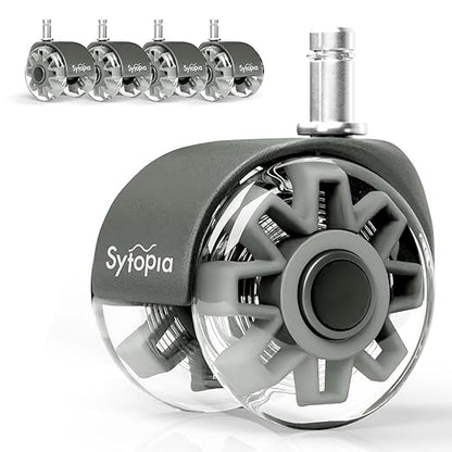 Office Chair Wheels Replacement, 2.5 Inch Universal Casters for Hardwood Floors & Carpet, Heavy Duty, Quiet, Scratch-Free, Fits Most Chairs, Easy Install, Set of 5,Light Grey