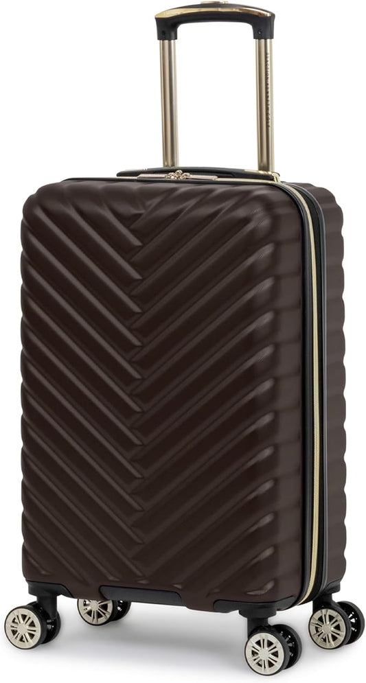 Kenneth Cole REACTION Madison Square Lightweight Hardside Chevron Expandable Spinner Luggage, Chocolate Brown, 20-Inch Checked