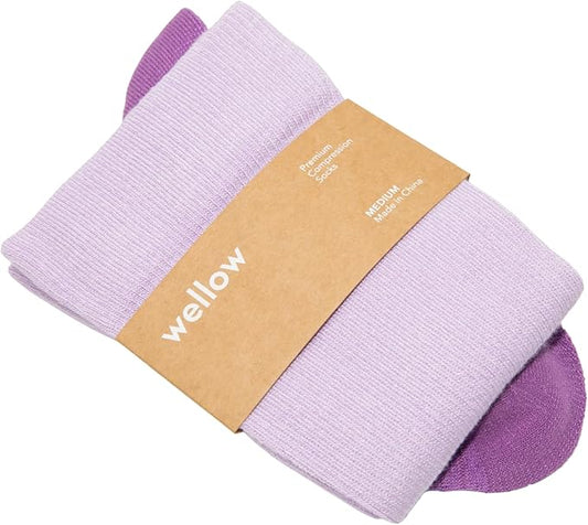 Wellow Wide Calf Compression Socks, Knee High Support, Fit for Men & Women, 18-25 mmHg, Made with Viscose from Bamboo