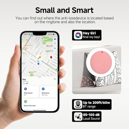JTD Tracker Finders Work for Find My (iOS Only) IP68 Waterproof Smart Tag Trackers Item Finder for Key, Backpack, Wallet (Pink)