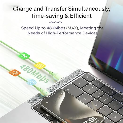 USB Cable PD Fast Charger(A to C Rubber Green) Mobile Phone Data Cable,Charging Cable, Supports Data Transfer,39-inch,Soft Liquid Silicone Material，Compatible with Almost All Type-C Devices.