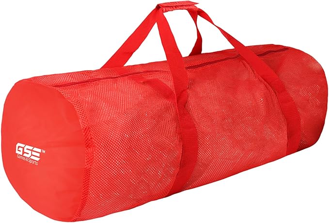 Red Heavy-Duty Large Mesh Sports Duffle Bag, Dry Bag, Diving Equipment Scuba Bag with Zipper. Great for Gym Workout, Sport Balls Storage, Scuba Gear, Snorkeling, Water Sports and Travel