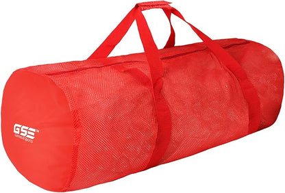 Red Heavy-Duty Large Mesh Sports Duffle Bag, Dry Bag, Diving Equipment Scuba Bag with Zipper. Great for Gym Workout, Sport Balls Storage, Scuba Gear, Snorkeling, Water Sports and Travel