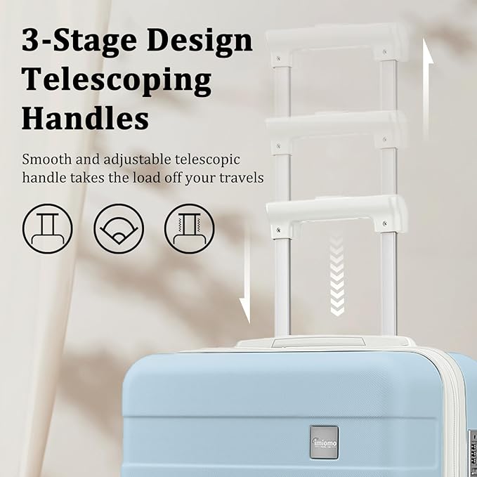 imiomo Hard Shell Luggage Sets 5 Piece for Women, Lightweight Hardside Rolling Suitcase Set with Spinner Wheels and TSA Lock, Blue