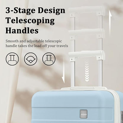 imiomo Hard Shell Luggage Sets 5 Piece for Women, Lightweight Hardside Rolling Suitcase Set with Spinner Wheels and TSA Lock, Blue