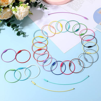 Sasylvia Wire Keychain Cable Stainless Steel Cable Key Ring Colored Keychain Loop Screw Lock Hanging Luggage ID Tag Key Doll