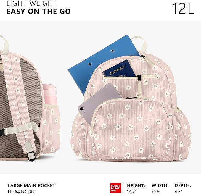 Corduroy Toddler Backpack for Girls 2-5, Preschool Kindergarten Backpack - Cute Kids Backpacks for Girls 13.7" H Fit Folder