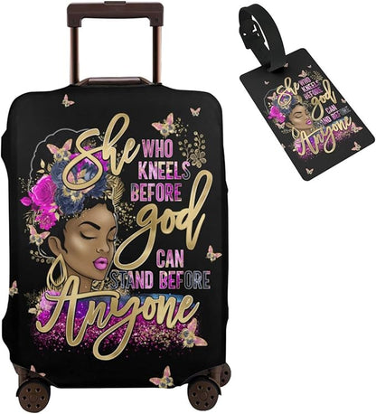 Travel Suitcase Protector Light skin african american Elastic Protective Washable Luggage Cover With Concealed Zipper Suitable For 18-32 Inch(M (for 22--24 inch luggage))
