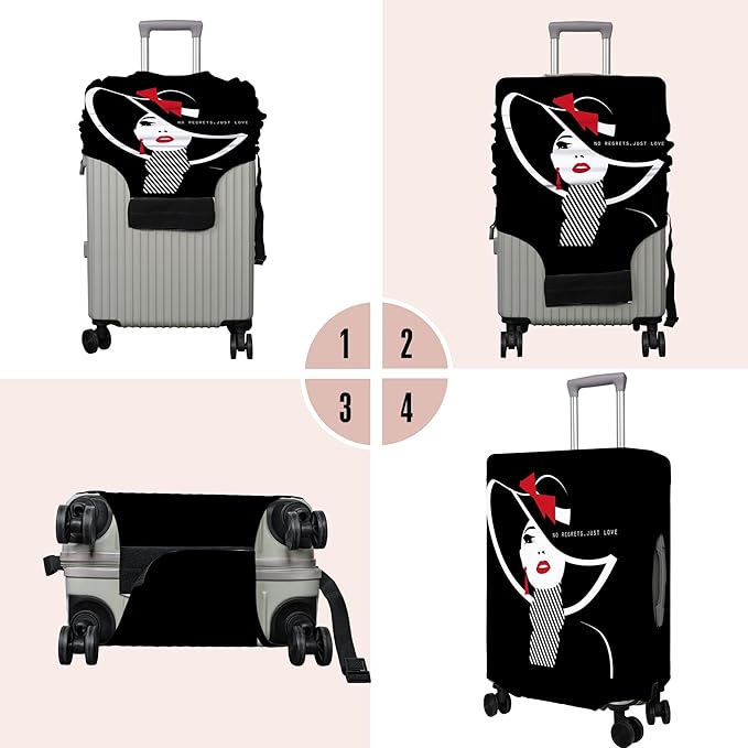 Travel Luggage Cover Suitcase Protector Fits 18-32 Inch Wheel Covers PatternedTravel Related Items Flower Luggage Protector Elastic L