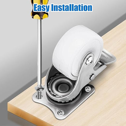 2 Inch Stainless Steel Caster Wheels Set of 4, Anti-Rust Outdoor Swivel Casters with Brake, Durable Polyamide PA Wheels for Furnitures,Labs,Restaurants