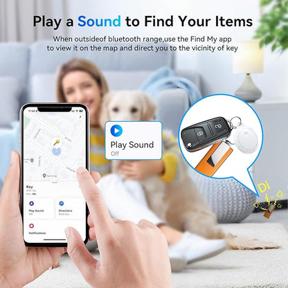 Smart Tags-4 Pack, Smart Bluetooth Tracker Work with Apple Find My, Key Finders and Find My Tracker, Game Changer Waterproof Smart Tag with Key Ring Tracker Tag for Keys/Luggage/Wallet