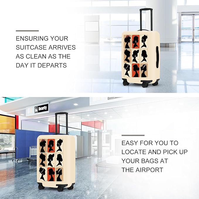 Stylish Silhouette Portrait Suitcase Cover, Artistic Travel Accessories for Bags, Elastic Edge with Double Stitching, Luxury Luggage Gifts for Her