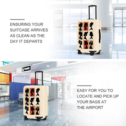 Stylish Silhouette Portrait Suitcase Cover, Artistic Travel Accessories for Bags, Elastic Edge with Double Stitching, Luxury Luggage Gifts for Her