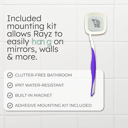Rayz UV-C Toothbrush Sanitizer | Portable & Rechargeable | 99.9% Sanitization in 3 Minutes | Wall Mountable, Travel-Friendly & TSA-Approved (Pearl)