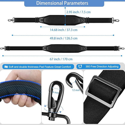 ZINZ Shoulder Strap 67" with Padded, Bag Strap with Dual Buckles and Metal Swivel Hooks for Laptop Bag, Camera Bag and More