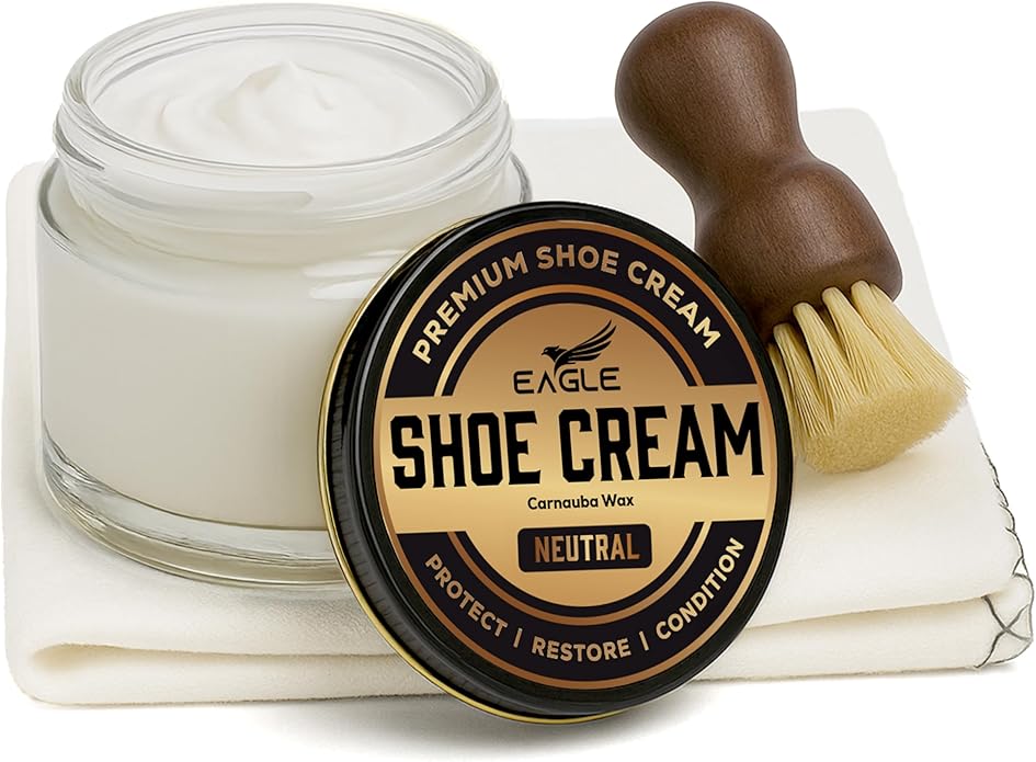 Eagle Shoe Cream Polish Kit – 3 Piece Boot & Shoe Polish with Shoe Cream, Shine Cloth & Applicator