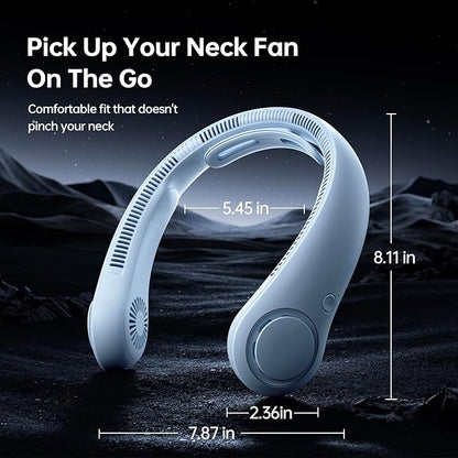 JISULIFE Portable Neck Fan Upgraded, Neckbrace Personal Hands Free, 5 Speed Gears Adjustment, 6000 mAh Wearable Bladeless Quiet Rechargeable for Outdoor Indoor, Gifts for Women Men- Light Blue