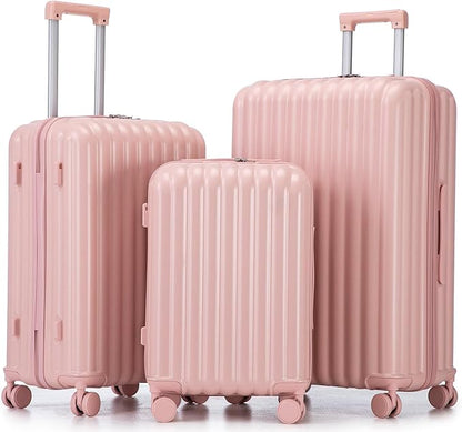3 Luggage Sets, Hardshell Suitcase Spinner Wheels with Combination Lock