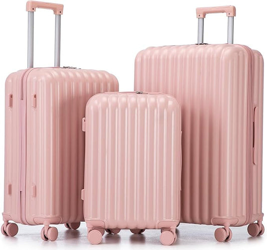 3 Luggage Sets, Hardshell Suitcase Spinner Wheels with Combination Lock