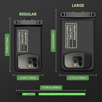 10.5" Large Floating Waterproof Phone Pouch - 2 Pack Float Clear Cell Holder Protector with Lanyard - Universal Floatable Water Proof Dry Bag for iPhone Samsung Galaxy for Beach Swimming Pool