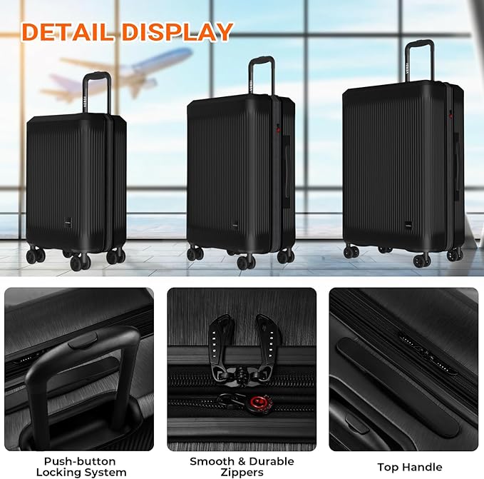 Verdi Hardside 24 Inch Luggage with Spinner Wheels Lightweight Expandable Suitcase