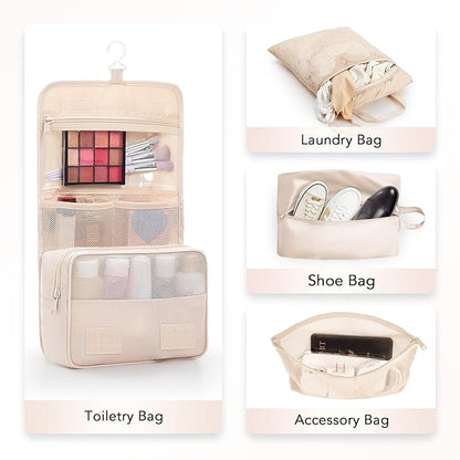 8 Set Compression Packing Cubes for Travel Essentials,Compressible Expandable Packing Cubes for Suitcase,OlarHike Luggage Organizer Bags for Travel,Handy Helper for Organizing Clothes(Beige1)