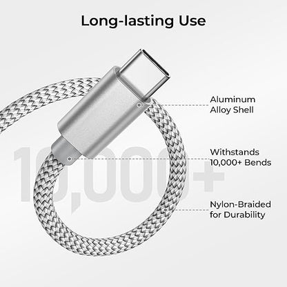 Basesailor for Google Pixel 9 Pro USB Type C Charger Cable 10FT 2Pack,Nylon Charging Cord for iPhone 17 16 16e 15 Pro Max,Z Flip Fold,S9 S10 S10E S25 S24 Plus Ultra,A56 A55 A54,Google Pixel 6 5 4 XL