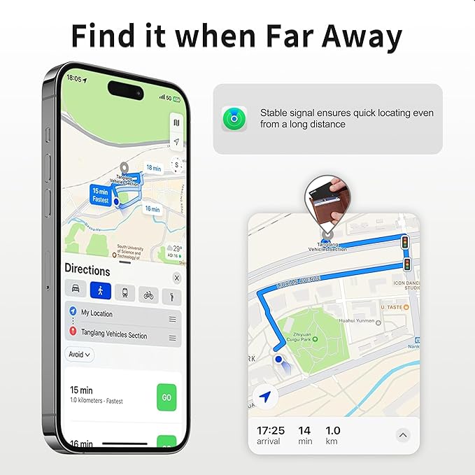 OTIC Wallet Tracker Card, Ultra-Thin 1.7MM Rechargeable Finder, Up to 10-Month Use, Works with Apple Find My (iOS), Locator for Wallet, Luggage, Passport, IP67 Waterproof, 1 Pack