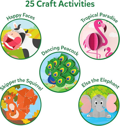 Skillmatics Scissor Skills Activity Book - Snip Snip Animals, Stocking Stuffers, 25 Fun Cutting & Creative Activities, 2 Child-Safe Scissors, Felt Craft Kit, Christmas Gift for Kids Ages 3, 4, 5, 6, 7
