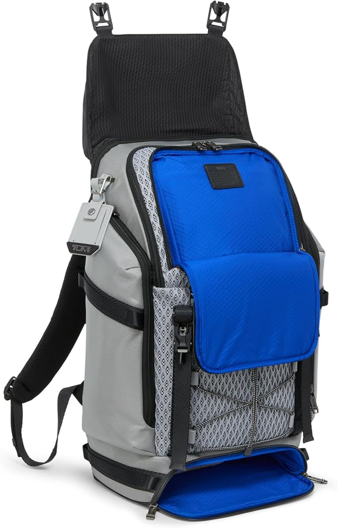 TUMI - Alpha Bravo Expedition Flap Backpack - Large Carry On Backpack - 21.0" X 12.5" X 7.5" - Fits up to 17" Laptop - Pearl Grey Mesh