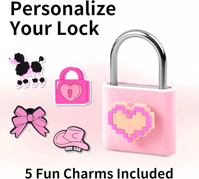 UMIKSMART Smart Fingerprint Lock, Combination Keyless Padlock with USB Charging, Waterproof for Bike, School Locker, Gym, Luggage, Storage, Sweet Pink Set