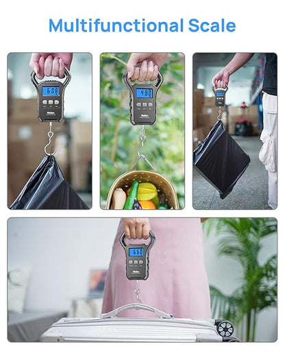 Meilen Fishing Scale,110lb/50kg Hanging Luggage Weigh Scale Unit with Backlit LCD Display, Suitcase Luggage Weigh Divice with Large Handle, Digital Postal Unit Fishing Gifts for Men