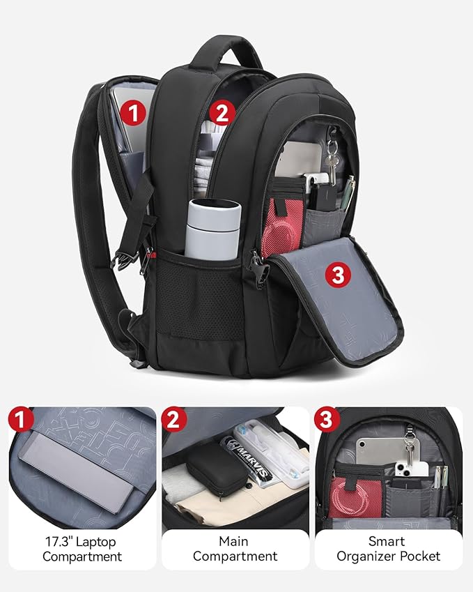 CROSSGEAR Travel Laptop Backpack for Men, 15.6-Inch Large Computer Business Backpack, Multi-pocket, USB Port, Breathable Padded, Water Resistant Work Casual Daypacks