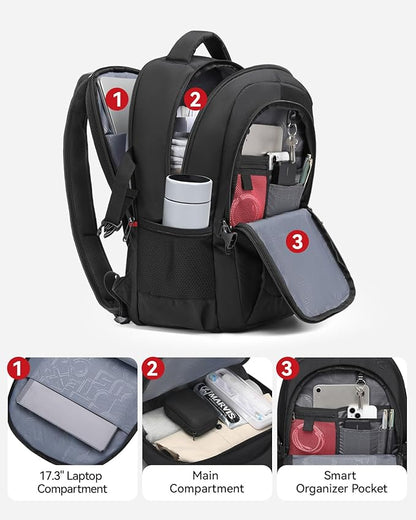 CROSSGEAR Travel Laptop Backpack for Men, 15.6-Inch Large Computer Business Backpack, Multi-pocket, USB Port, Breathable Padded, Water Resistant Work Casual Daypacks