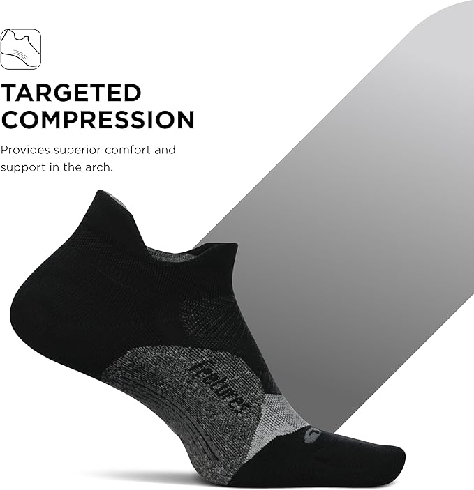 Feetures Elite Light Cushion No Show Tab Athletic Ankle Socks - Sport Sock with Targeted Compression