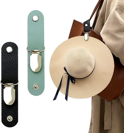 Hat Clip for Travel on Bag/Luggage, PU Leather Multifunctional Duckbill Clip, Outdoor Hat Companion