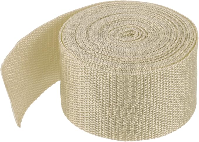MECCANIXITY Lightweight Polypropylene Webbing Strap 2" 5 Yard Backpack Strapping Band Light Khaki for Outdoor Luggage Cargo Straps